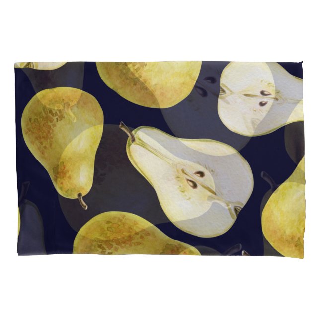 Ripe pear, black background, garden art pillowcase (Front)