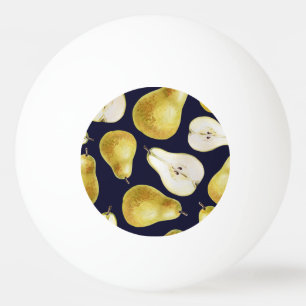 Ripe pear, black background, garden art ping pong ball