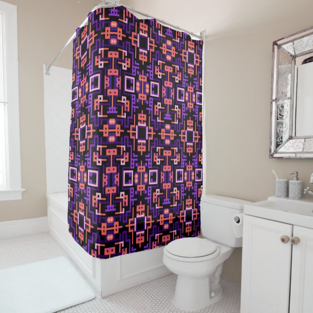 Ripe Plum and bubble gum pink pattern Shower Curtain (In Situ)