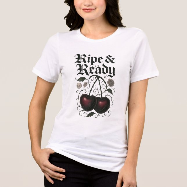 Ripe & Ready Cherries Gothic Graphic Tri-Blend Shirt (Front)