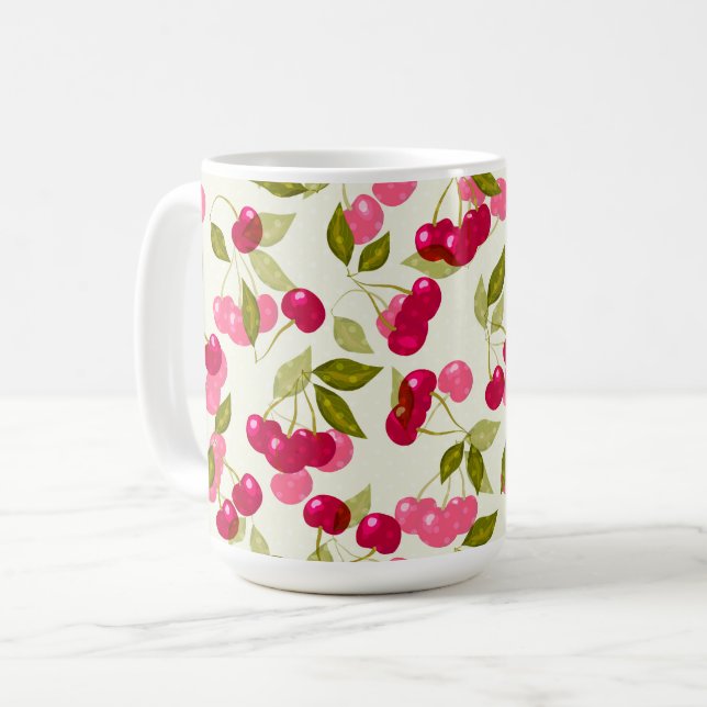 Ripe red cherry . coffee mug (Front Left)