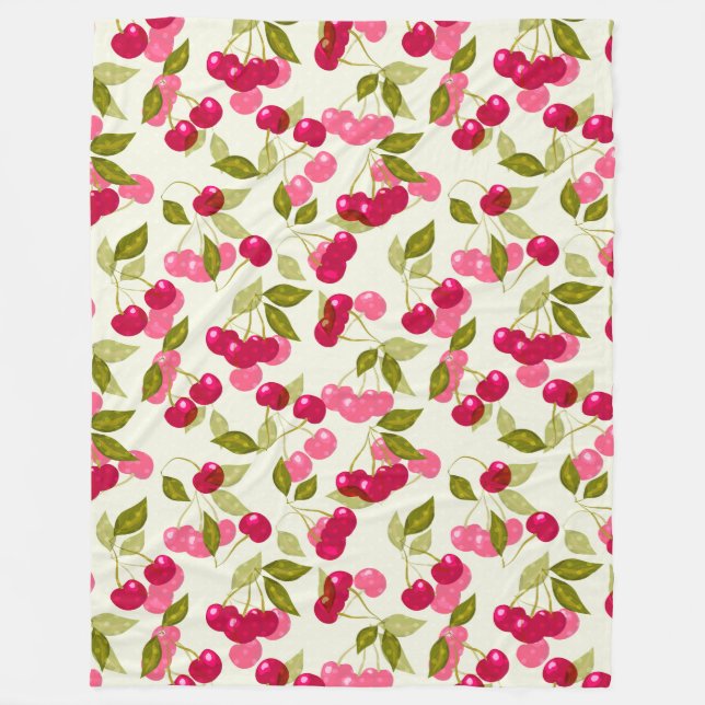 Ripe red cherry . fleece blanket (Front)