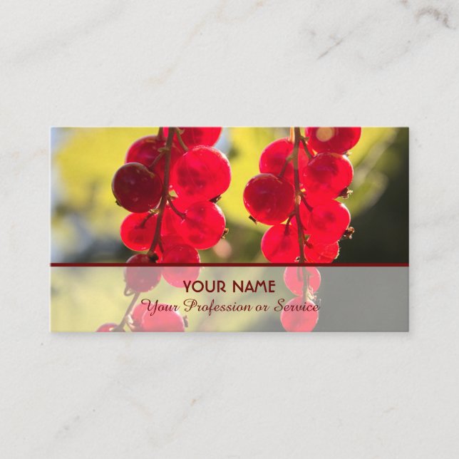 Ripe red fruity currant ensemble for farmers business card (Front)