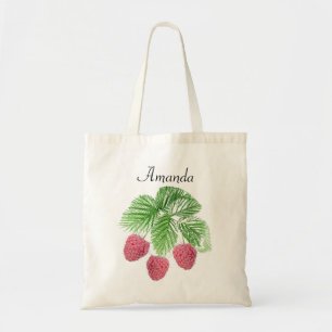 Ripe red raspberries tote bag