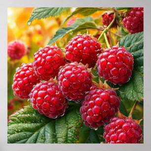 🍓 Ripe Red Raspberry Glow ❄️ Fresh Fruit Kitchen  Poster