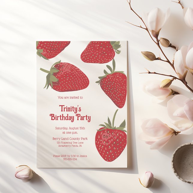 Ripe Red Strawberries Custom Party Invitation (Creator Uploaded)