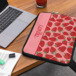 Ripe Red Strawberries on Pink Personalised Laptop Sleeve<br><div class="desc">This pretty laptop sleeve is ready to be personalised with a name. This design looks almost good enough to eat with my realistic style illustrations of juicy ripe red strawberries set against a pretty pink background. The fruit graphics are depicted in shades of red and crimson with green leaves. This...</div>