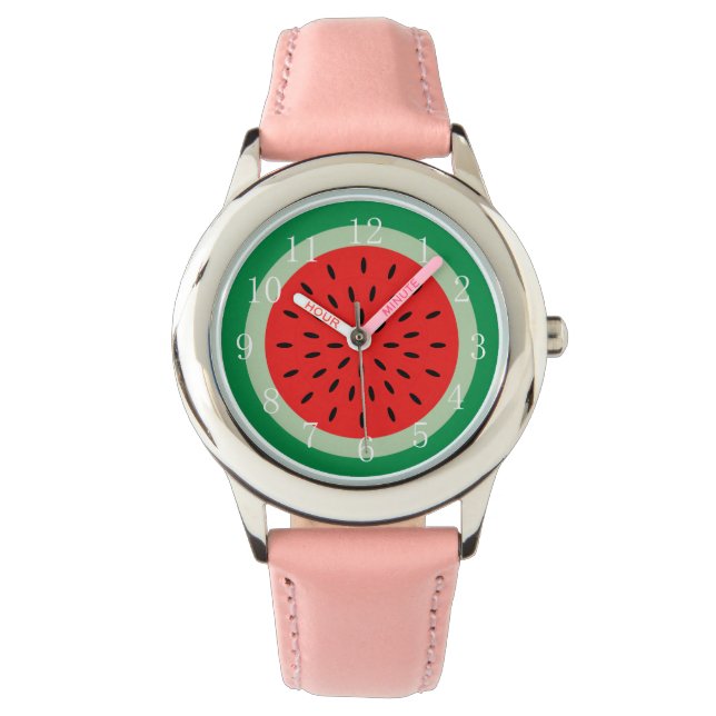 Ripe Red Watermelon Art Ladies Girls Wrist Watch (Front)