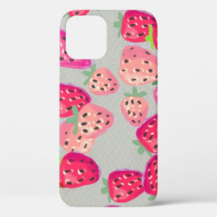 Ripe Strawberry Hand Drawn Texture iPhone 12 Case