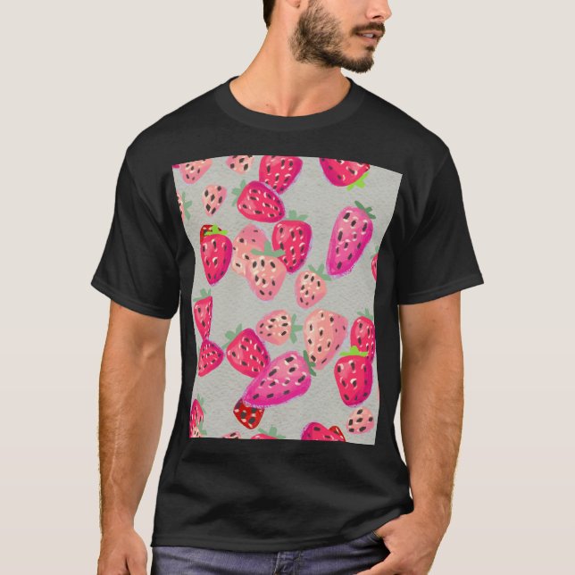 Ripe Strawberry Hand Drawn Texture T-Shirt (Front)