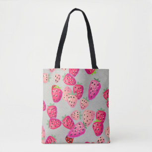Ripe Strawberry Hand Drawn Texture Tote Bag