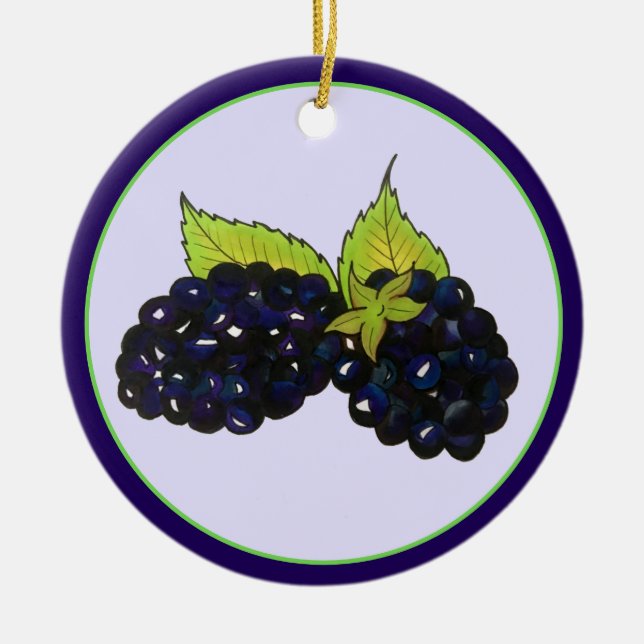 Ripe Summer Blackberries Blackberry Berry Berries Ceramic Tree Decoration (Front)