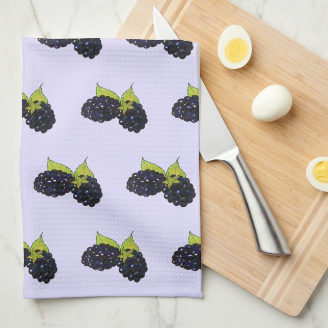 Ripe Summer Blackberries Blackberry Berry Berries Tea Towel (Quarter Fold)