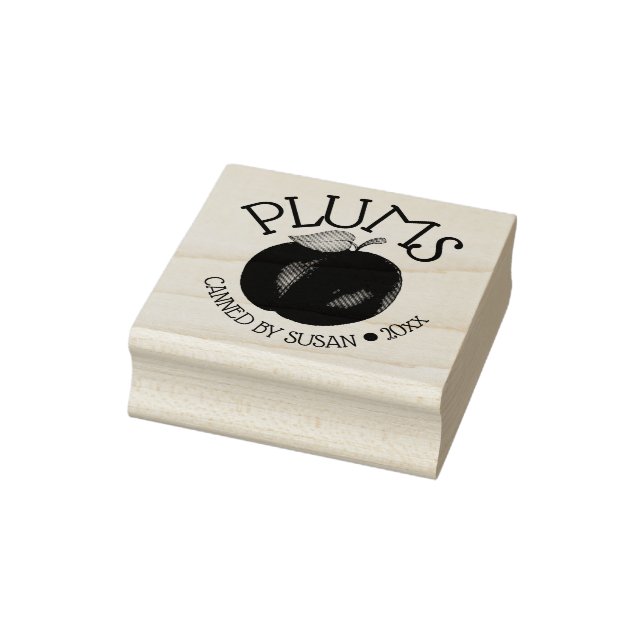 Ripe Summer Purple Plum Fruit Plums Canned By Rubber Stamp (Stamp)