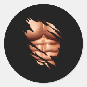 Ripped Abs Clic Funny Classic Round Sticker