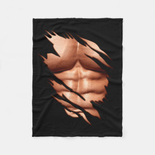 Ripped Abs Clic Funny Fleece Blanket