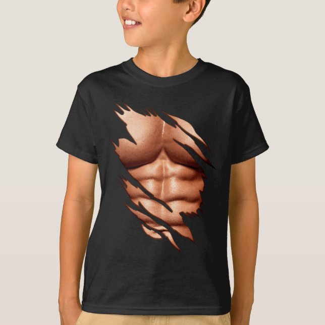 Ripped Abs Clic Funny  T-Shirt (Front)