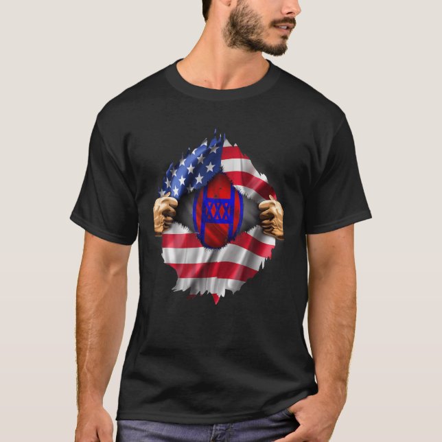 Ripped American Flag Hidden 30Th Armoured Brigade  T-Shirt (Front)