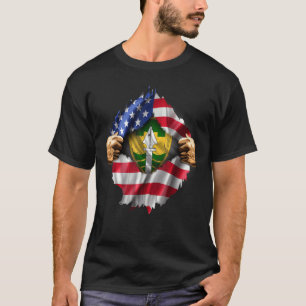 Ripped American Flag Hidden 43rd Military Police B T-Shirt