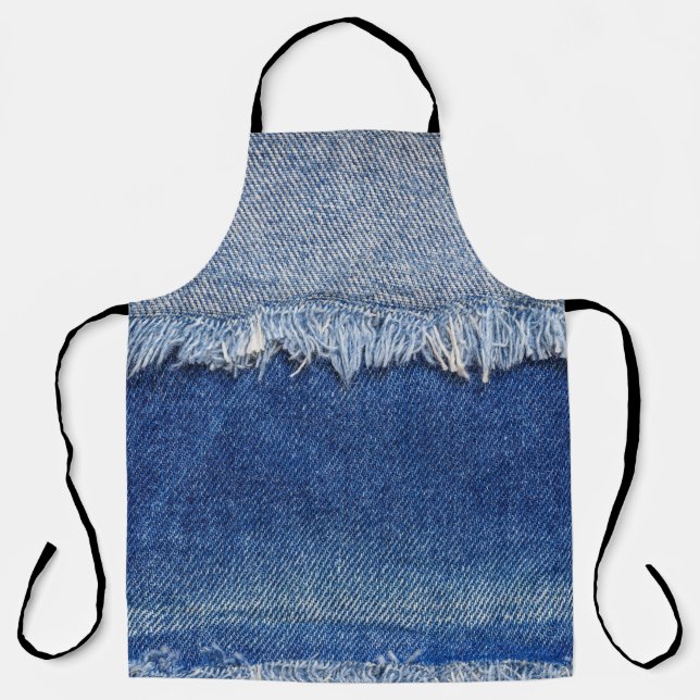 Ripped Denim Jeans Fabric Background Apron (Front)