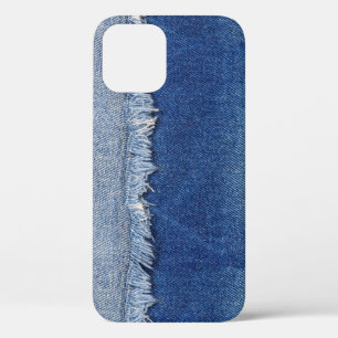Ripped Denim Jeans Fabric Background iPhone 12 Case