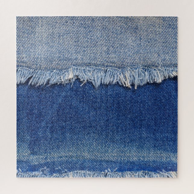 Ripped Denim Jeans Fabric Background Jigsaw Puzzle (Vertical)