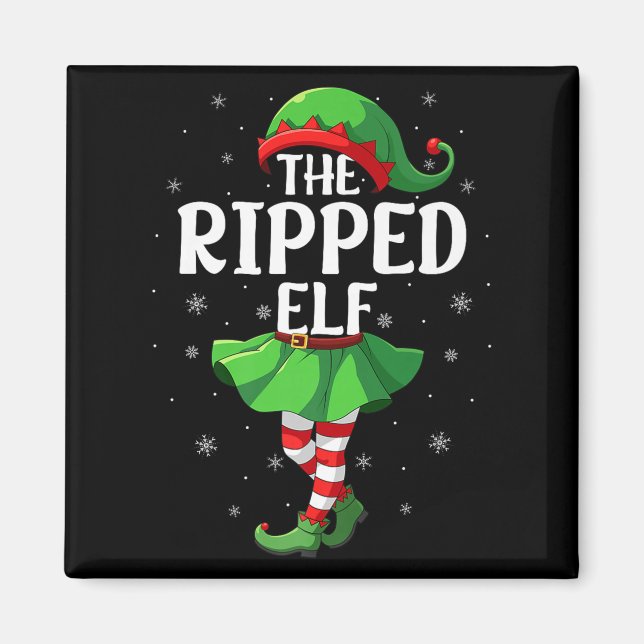 Ripped Elf Christmas Girls Women Elf Squad Xmas Fa Magnet (Front)