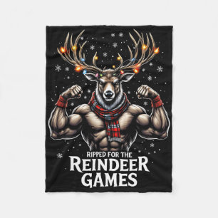 Ripped For The Games Funny Christmas Gym Workout R Fleece Blanket