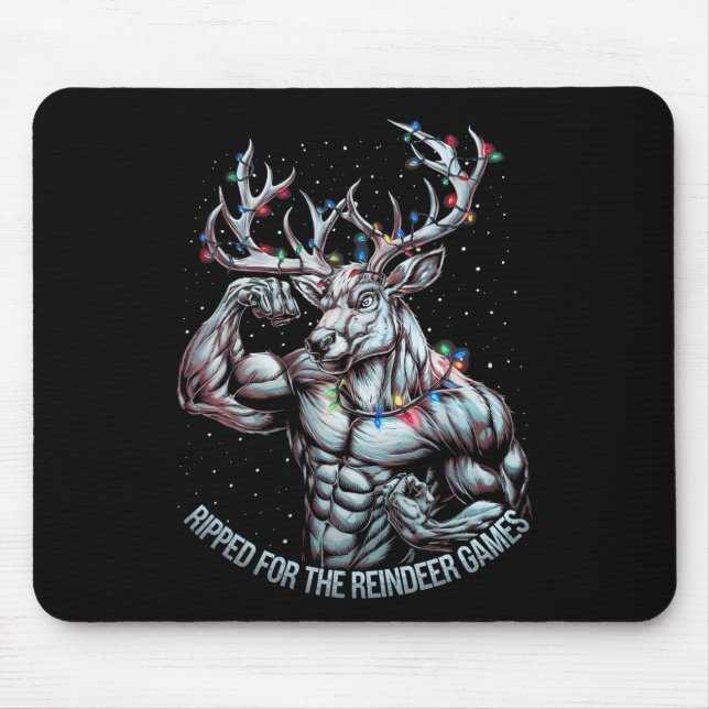 Ripped For The Games Funny Christmas Gym Workout R Mouse Pad (Front)