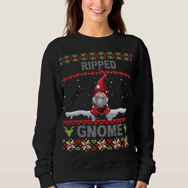 Ripped Gnome Matching family Christmas ugly PJs Fu Sweatshirt (Front)