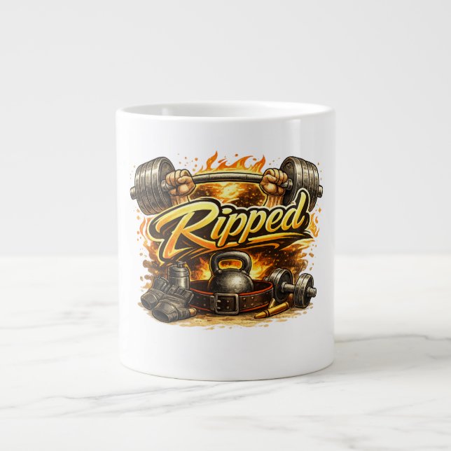 Ripped Gym Fitness Design Large Coffee Mug (Front)