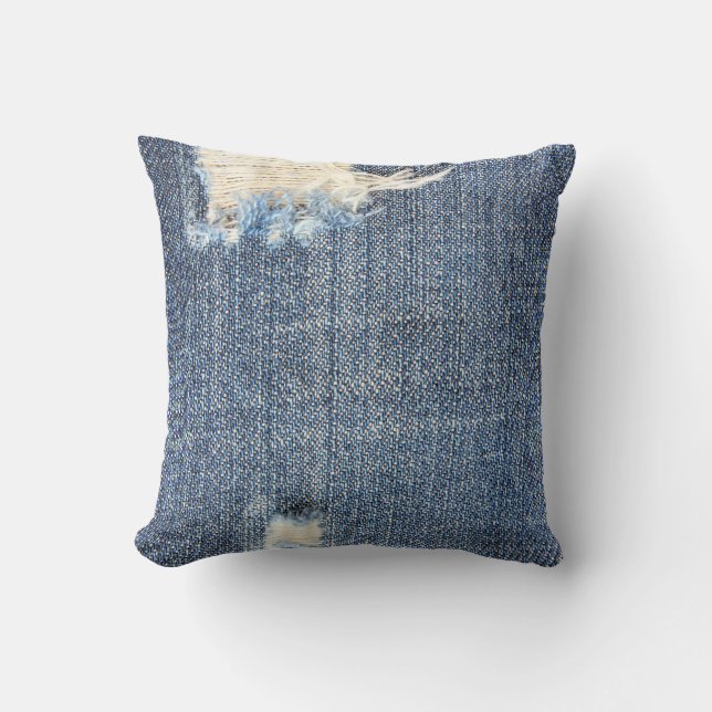 Ripped Jeans Faux Look Pillow (Front)