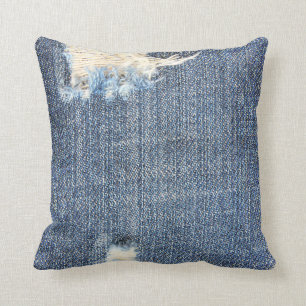 Ripped Jeans Faux Look Pillow