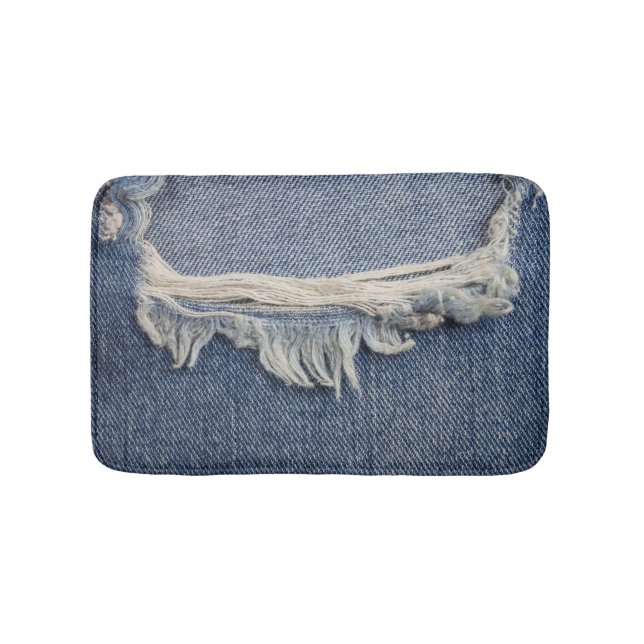 Ripped jeans texture, stylish background. bath mat (Front)