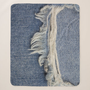 Ripped jeans texture, stylish background. sherpa blanket