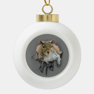 Ripped Shirt Squirrel Ceramic Ball Christmas Ornam Ornament