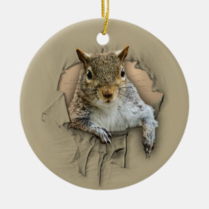 Ripped Shirt Squirrel Ceramic Tree Decoration
