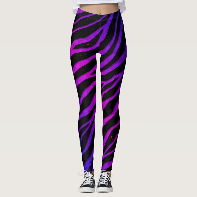 Ripped SpaceTime Stripes - Blue/Pink Leggings (Front)
