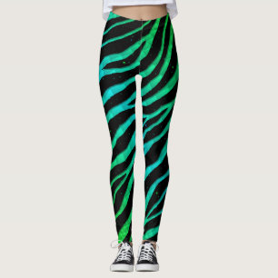 Ripped SpaceTime Stripes - Green/Cyan Leggings