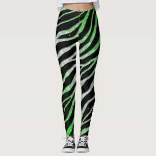 Ripped SpaceTime Stripes - Green/White Leggings