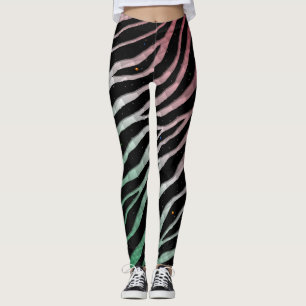 Ripped SpaceTime Stripes - Green/White/Red Leggings