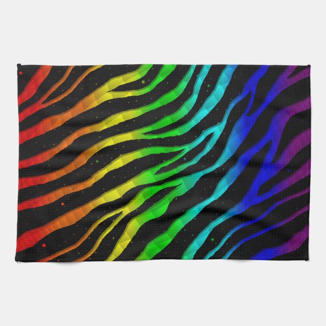 Ripped SpaceTime Stripes - Light Spectrum Tea Towel (Horizontal)