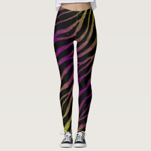 Ripped SpaceTime Stripes - Lime/Purple Leggings