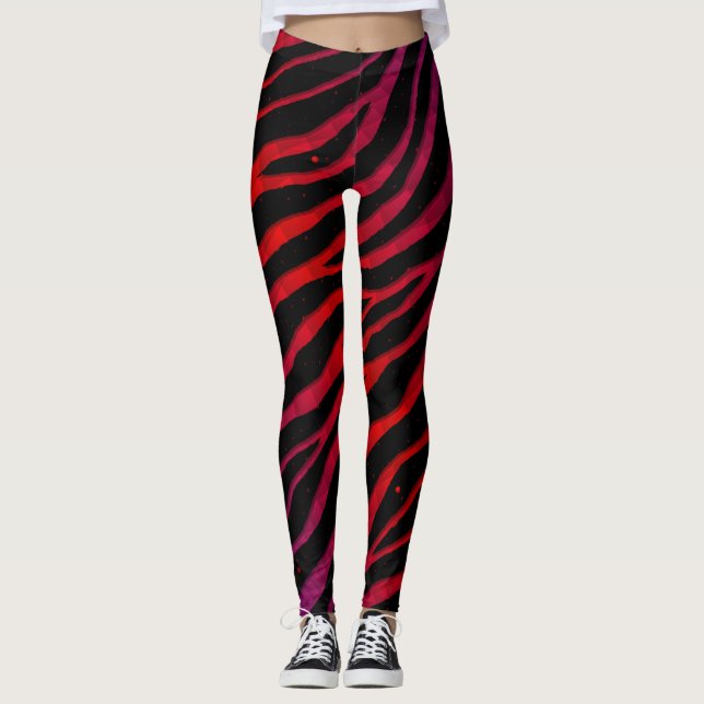 Ripped SpaceTime Stripes - Purple/Red Leggings (Front)