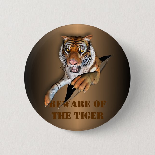 Ripping Tiger Design 6 Cm Round Badge (Front)