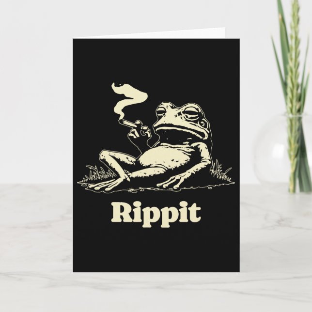 Rippit Frog Stoner Weed Smoker Funny  Card (Front)
