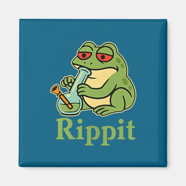 Rippit Stoner Frog Smoking Stoner Illustration Magnet (Front)