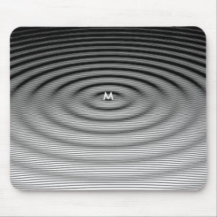 Ripple Effect Techno-Modern B&W Monogram  Mouse Pad