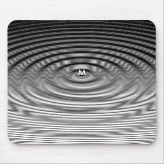 Ripple Effect Techno-Modern B&W Monogram  Mouse Pad