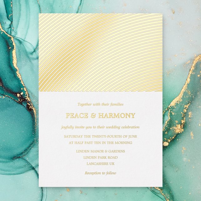 Ripple Gold Stripes Wedding Foil Invitation (Creator Uploaded)
